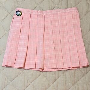 Paws of Pride Unisex Pink Plaid Pleated Skort with Flower Patch Size Large